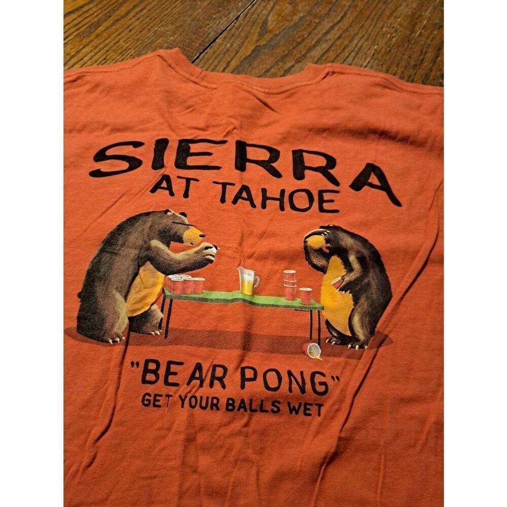 New Vintage DuckCo Sierra Tahoe Bear Beer Pong Shirt Medium Funny Novelty TShirt